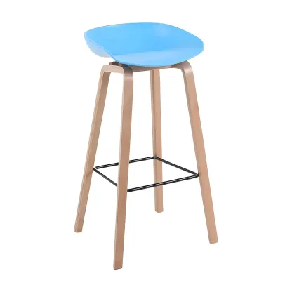 26'' Bucket Seat Counter Stool with Natural Wood Legs Image - 26