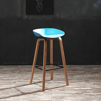 26'' Bucket Seat Counter Stool with Natural Wood Legs Image - 14