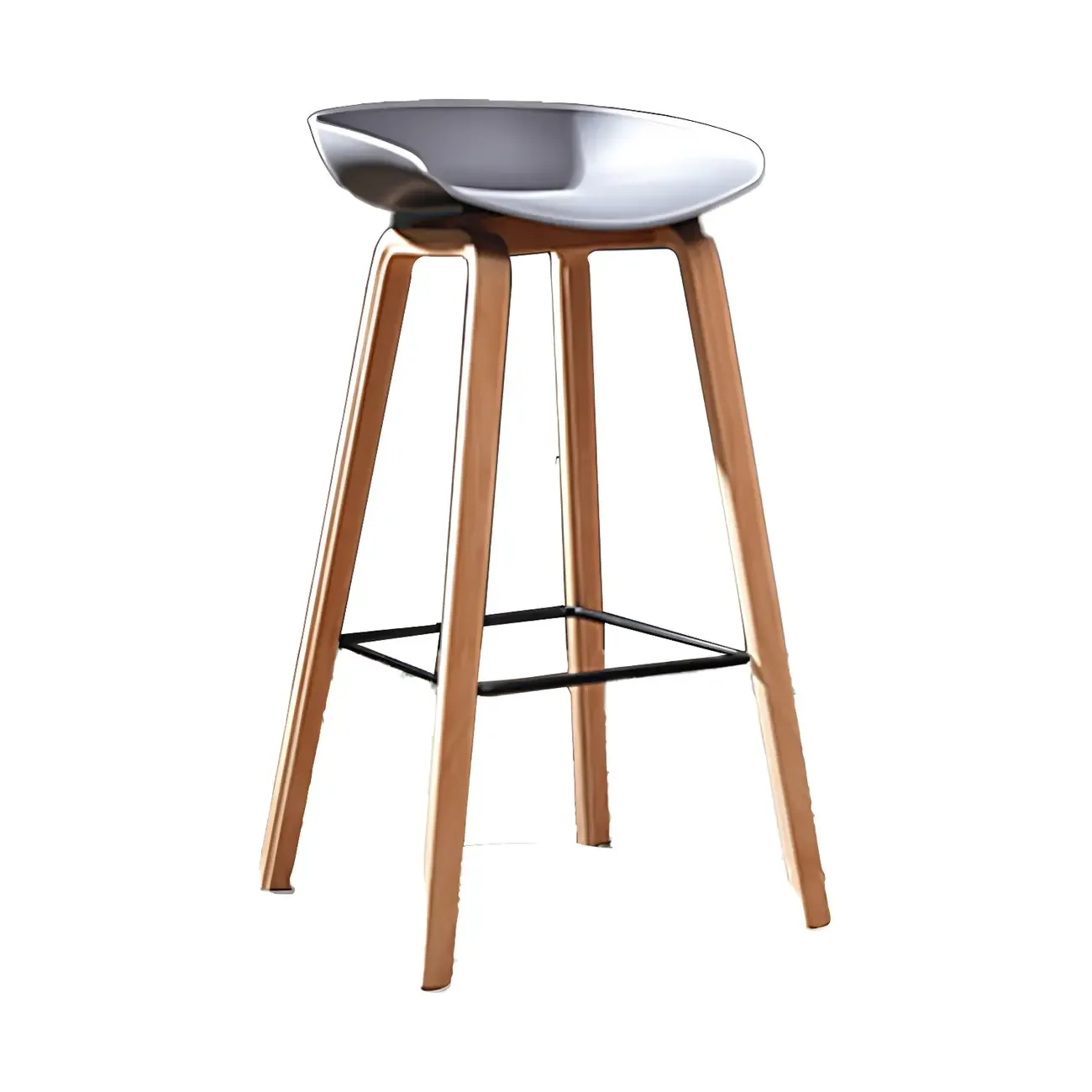 26'' Bucket Seat Counter Stool with Natural Wood Legs Image - 30