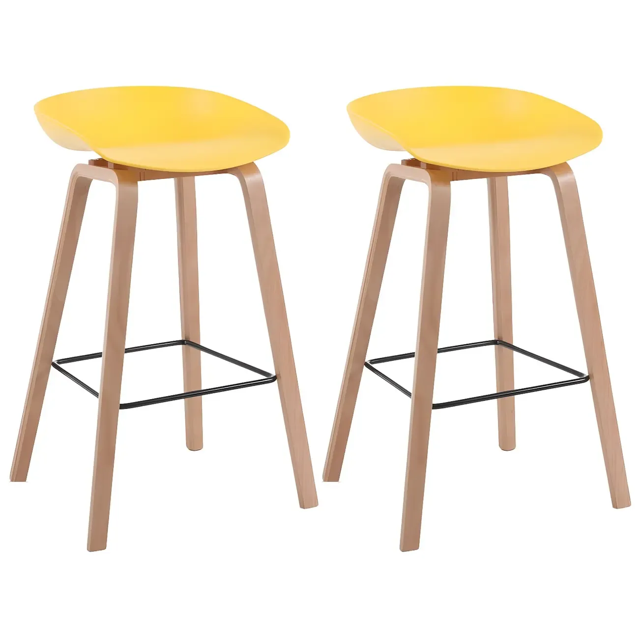 26'' Bucket Seat Counter Stool with Natural Wood Legs Image - 32