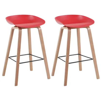26'' Bucket Seat Counter Stool with Natural Wood Legs Image - 33