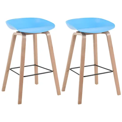 26'' Bucket Seat Counter Stool with Natural Wood Legs Image - 34