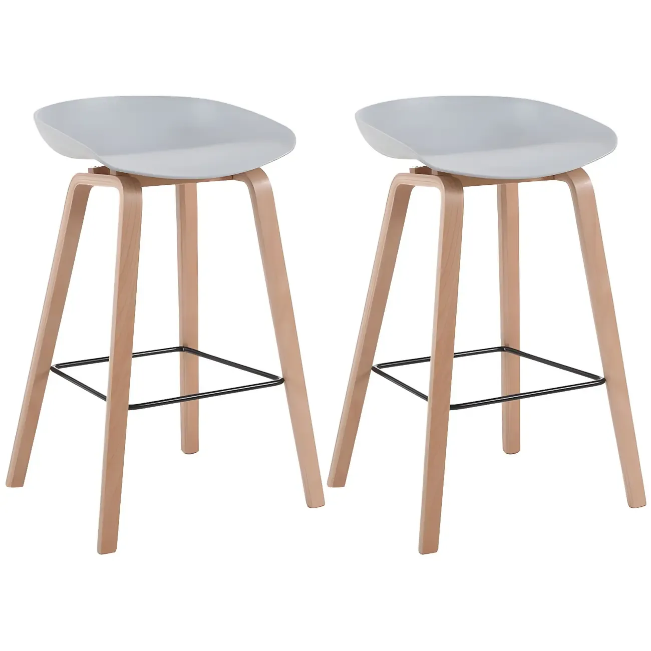 26'' Bucket Seat Counter Stool with Natural Wood Legs Image - 36