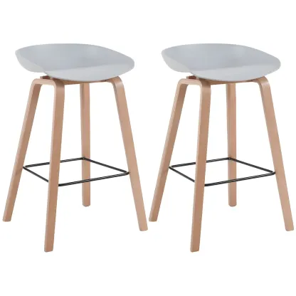 26'' Bucket Seat Counter Stool with Natural Wood Legs Image - 36