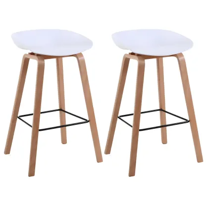 26'' Bucket Seat Counter Stool with Natural Wood Legs Image - 37