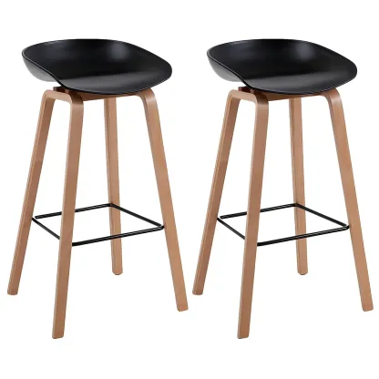26'' Bucket Seat Counter Stool with Natural Wood Legs Image - 38