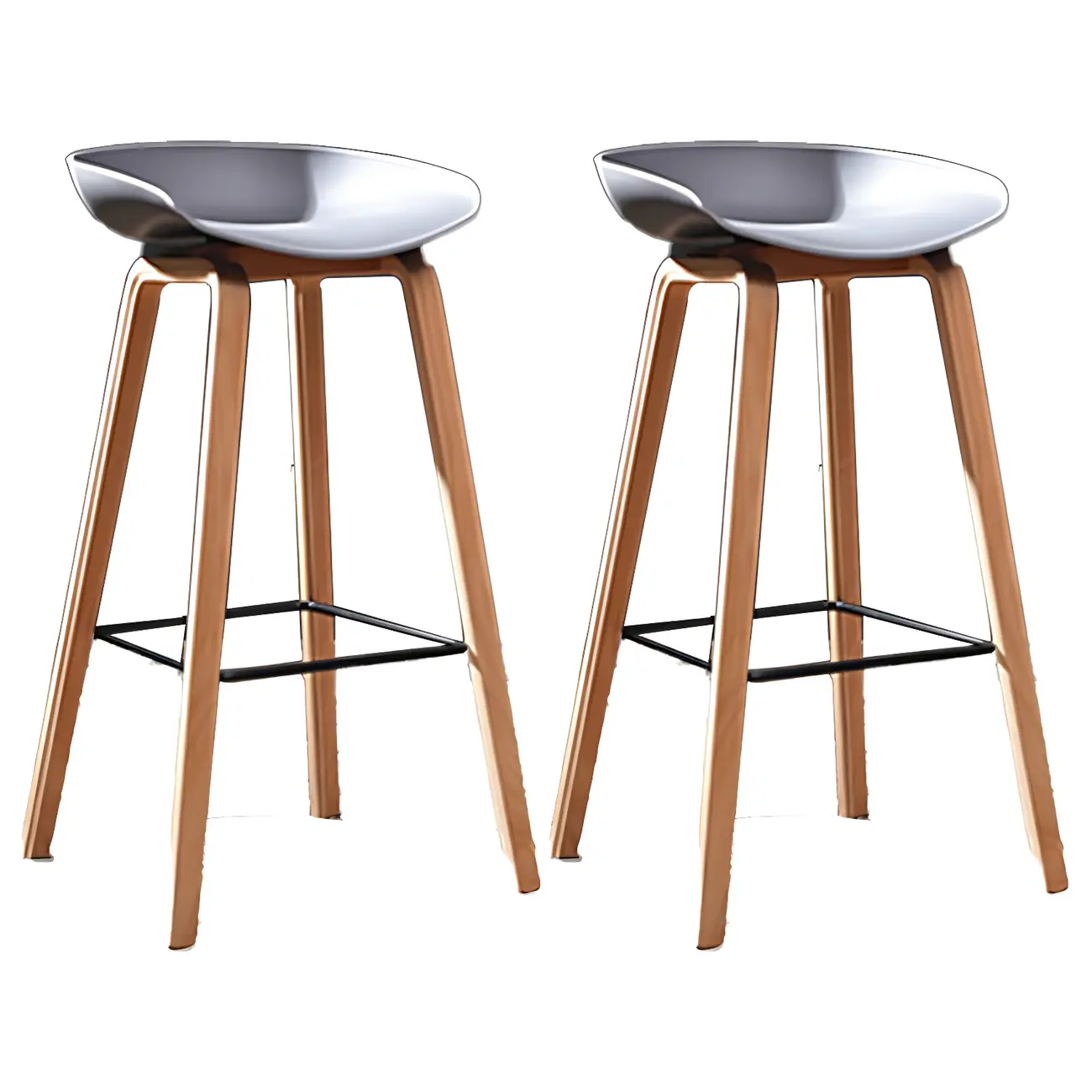 26'' Bucket Seat Counter Stool with Natural Wood Legs Image - 45 | homeyfad