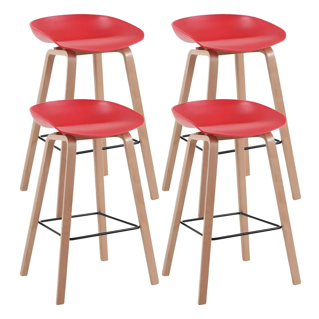 26'' Bucket Seat Counter Stool with Natural Wood Legs Image - 48