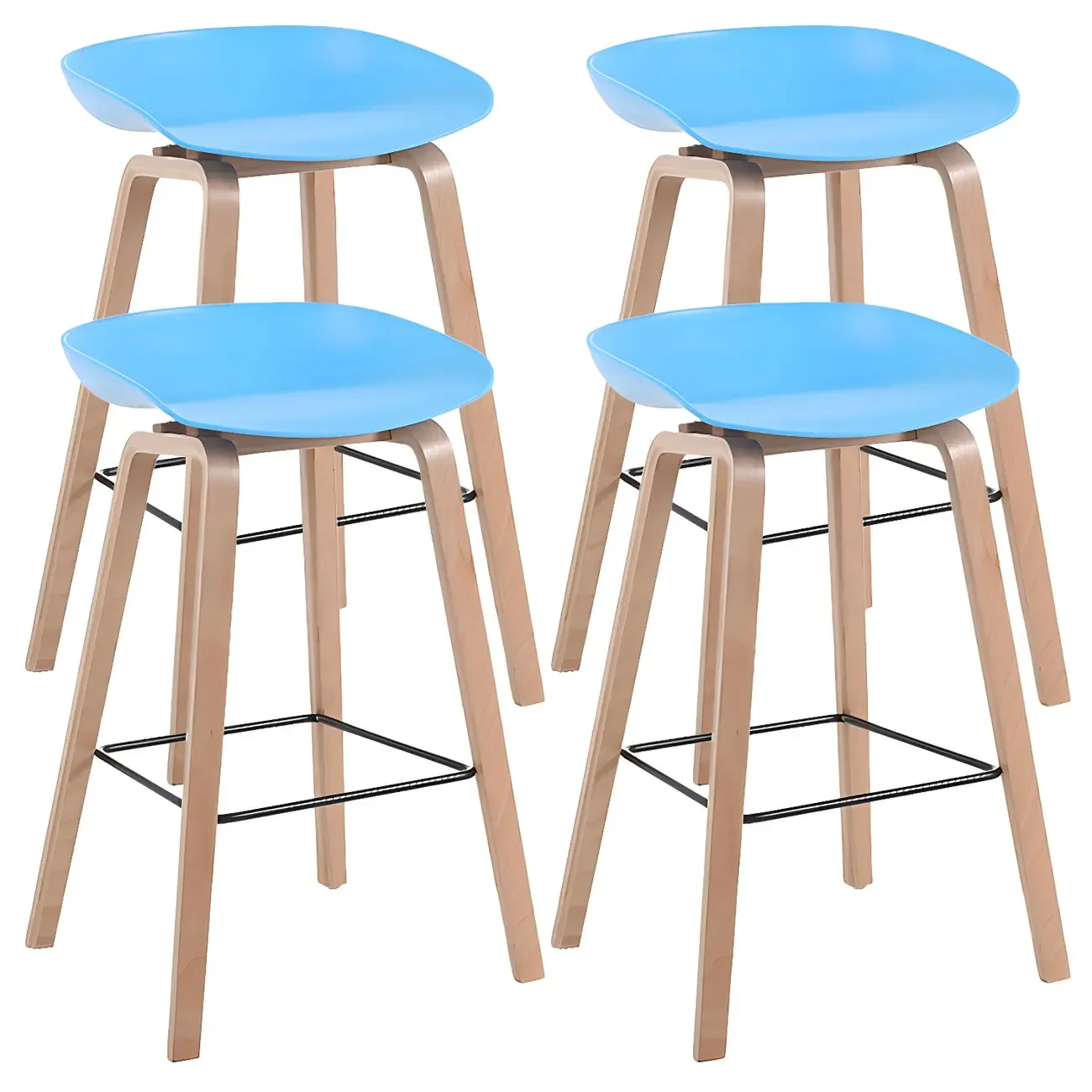 26'' Bucket Seat Counter Stool with Natural Wood Legs Image - 49