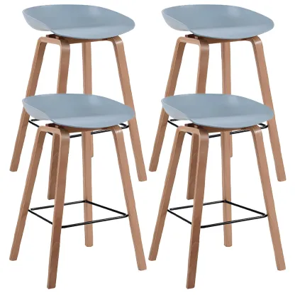 26'' Bucket Seat Counter Stool with Natural Wood Legs Image - 50