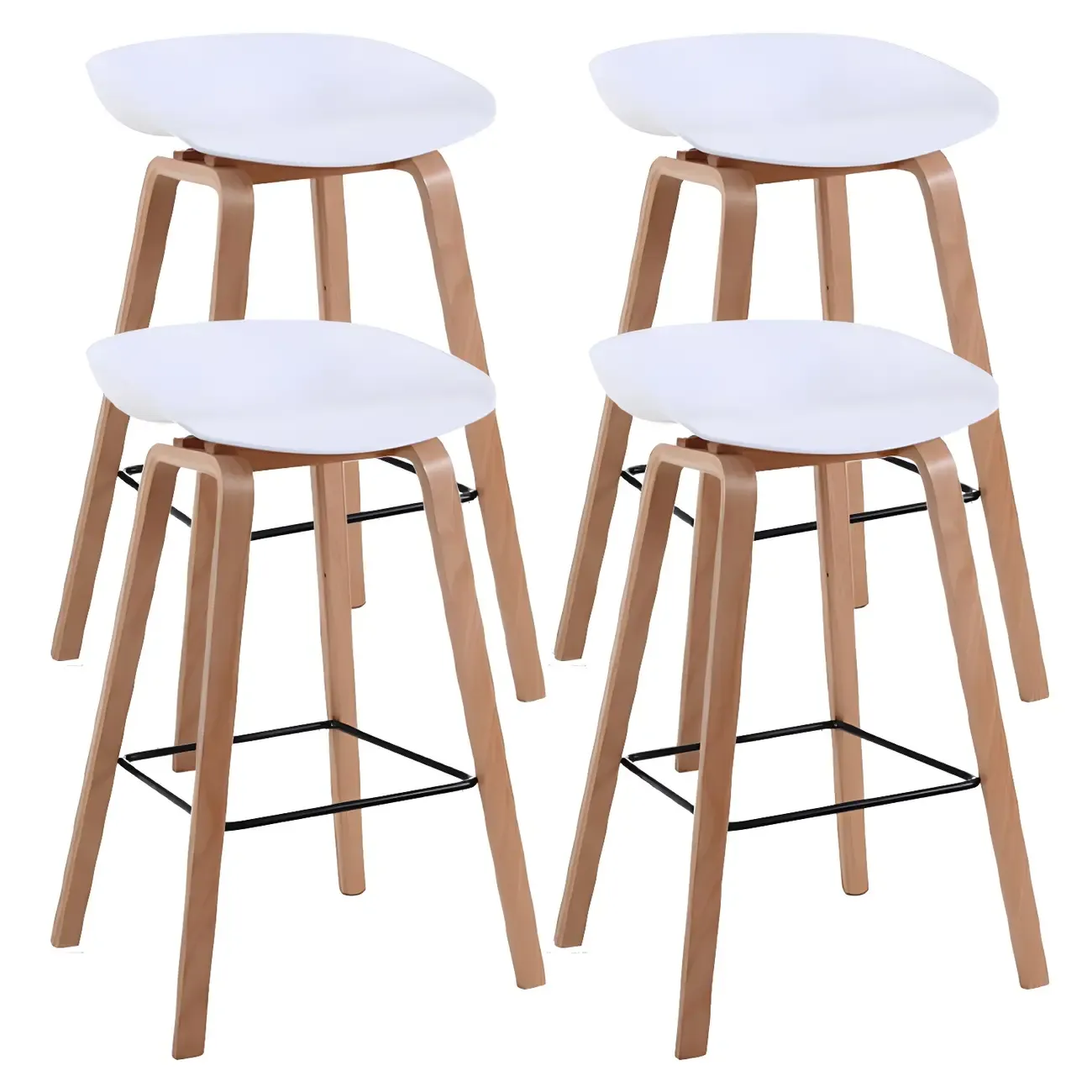 26'' Bucket Seat Counter Stool with Natural Wood Legs Image - 52