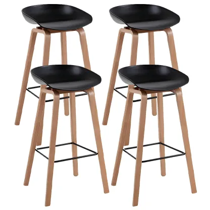 26'' Bucket Seat Counter Stool with Natural Wood Legs Image - 53