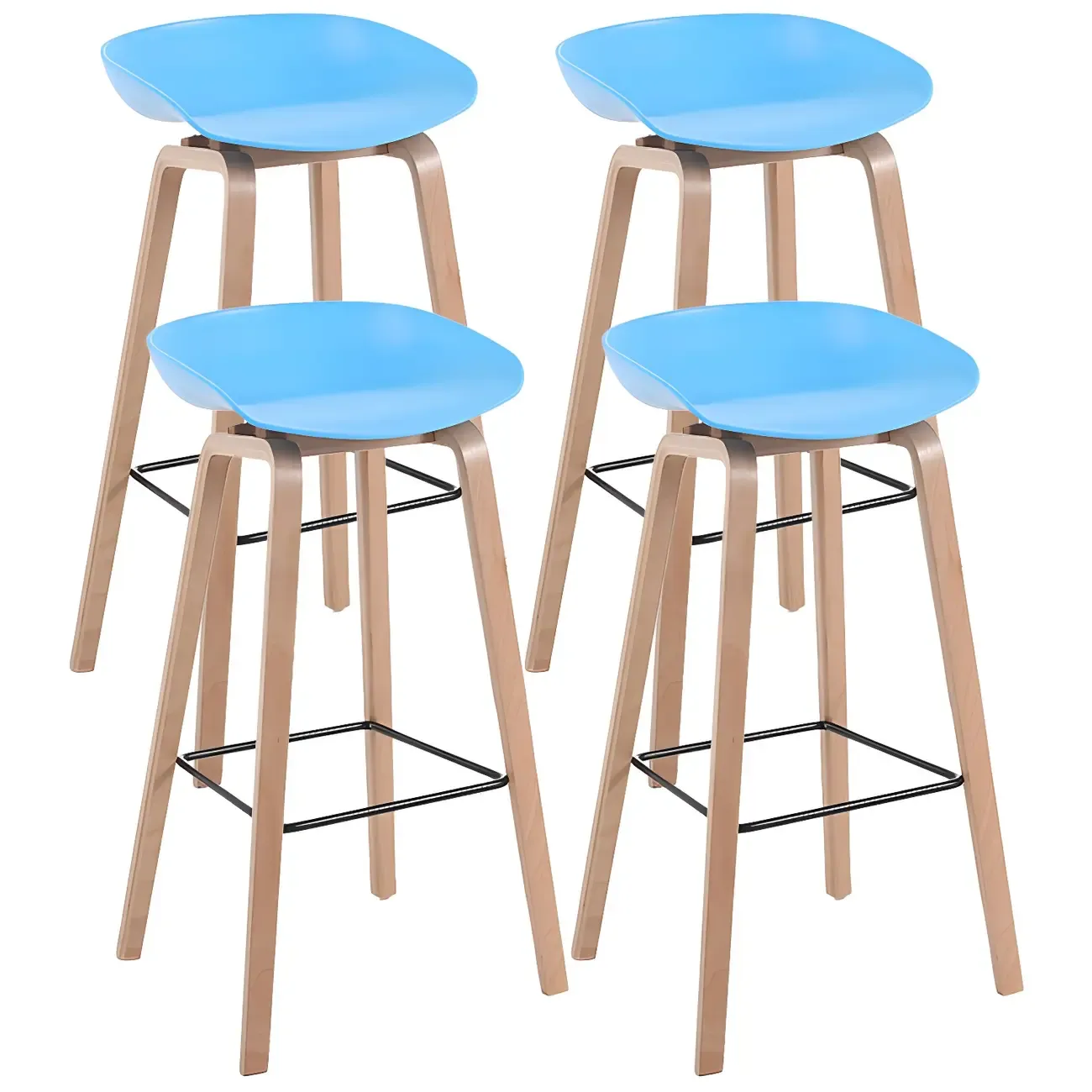 26'' Bucket Seat Counter Stool with Natural Wood Legs Image - 56