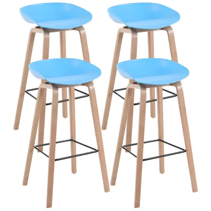 26'' Bucket Seat Counter Stool with Natural Wood Legs Image - 56