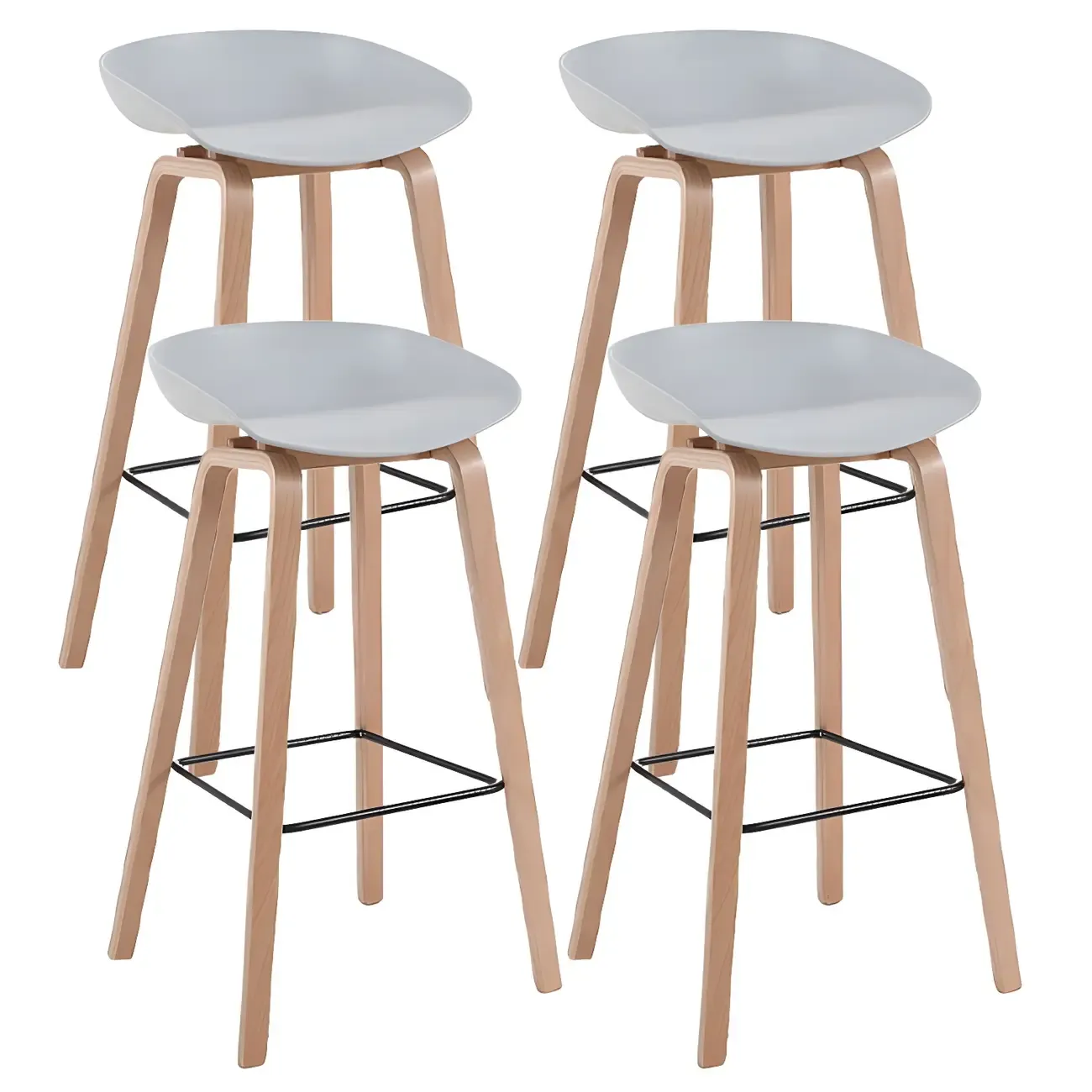 26'' Bucket Seat Counter Stool with Natural Wood Legs Image - 58