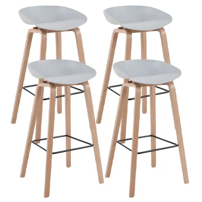 26'' Bucket Seat Counter Stool with Natural Wood Legs Image - 58