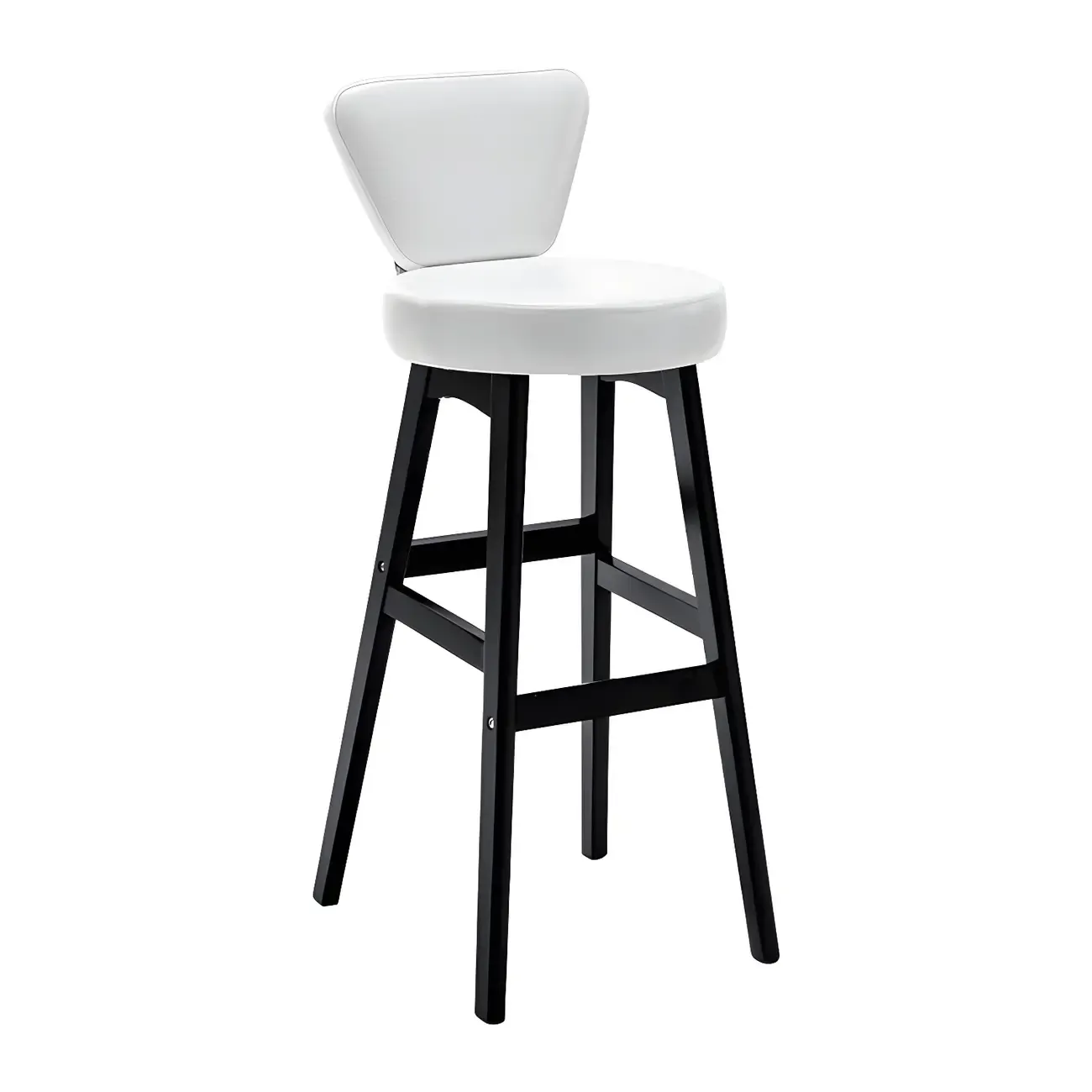 Brown Round Leather Counter Height Bar Stools Image - 13