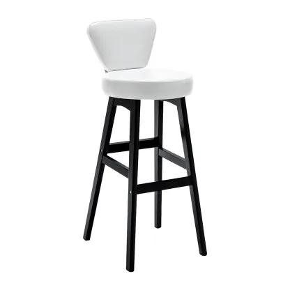 Brown Round Leather Counter Height Bar Stools Image - 13