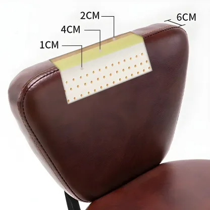 Brown Round Leather Counter Height Bar Stools Image - 14