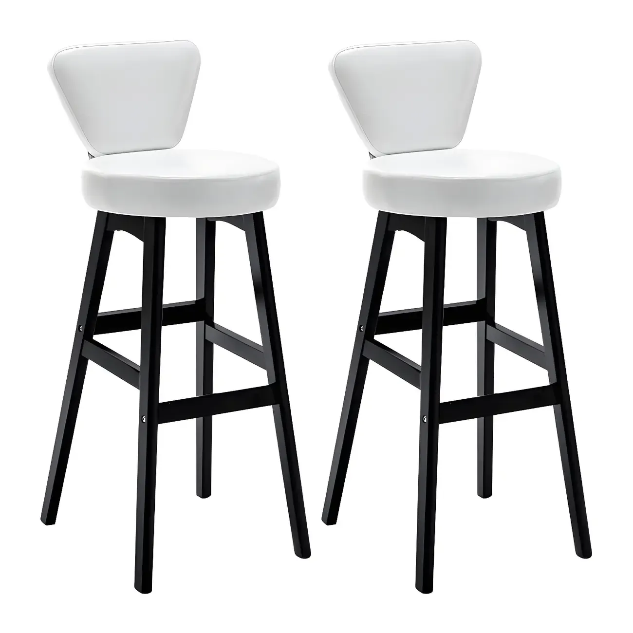 Brown Round Leather Counter Height Bar Stools Image - 16