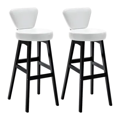 Brown Round Leather Counter Height Bar Stools Image - 16