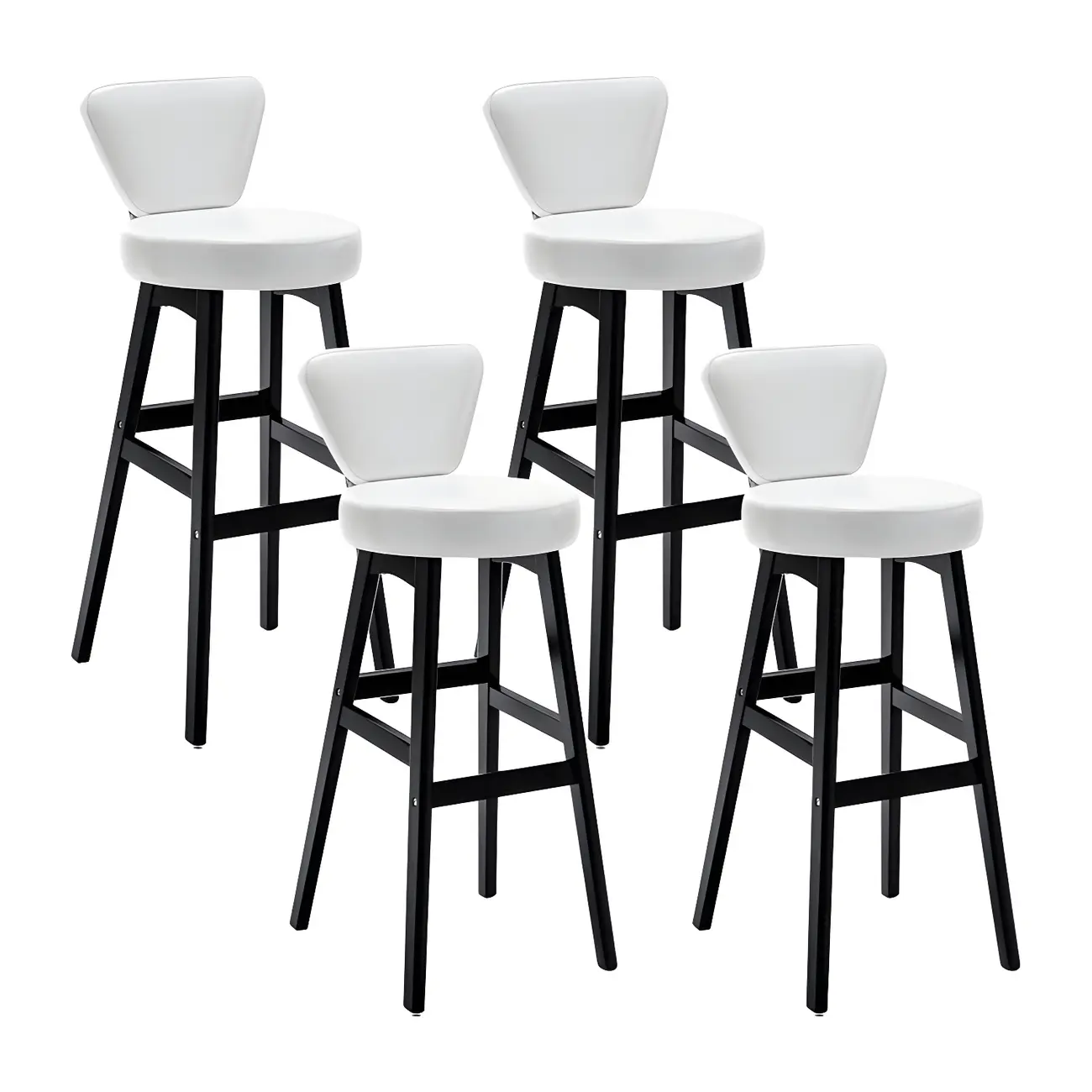 Brown Round Leather Counter Height Bar Stools Image - 17 | homeyfad