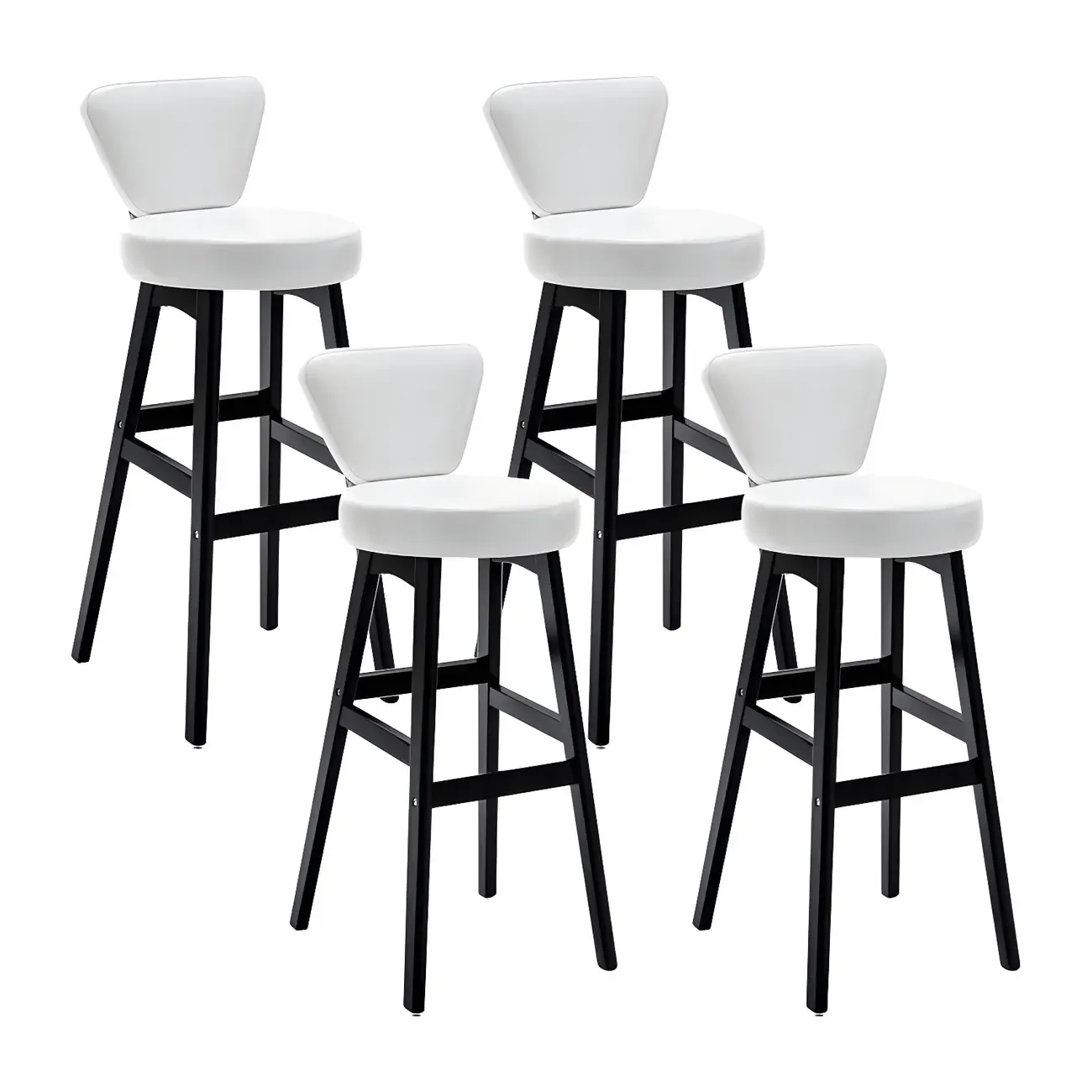 Brown Round Leather Counter Height Bar Stools Image - 17