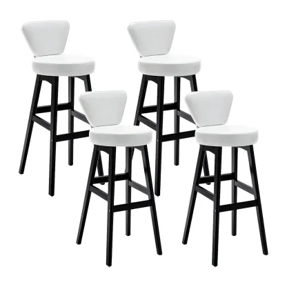 Brown Round Leather Counter Height Bar Stools Image - 17