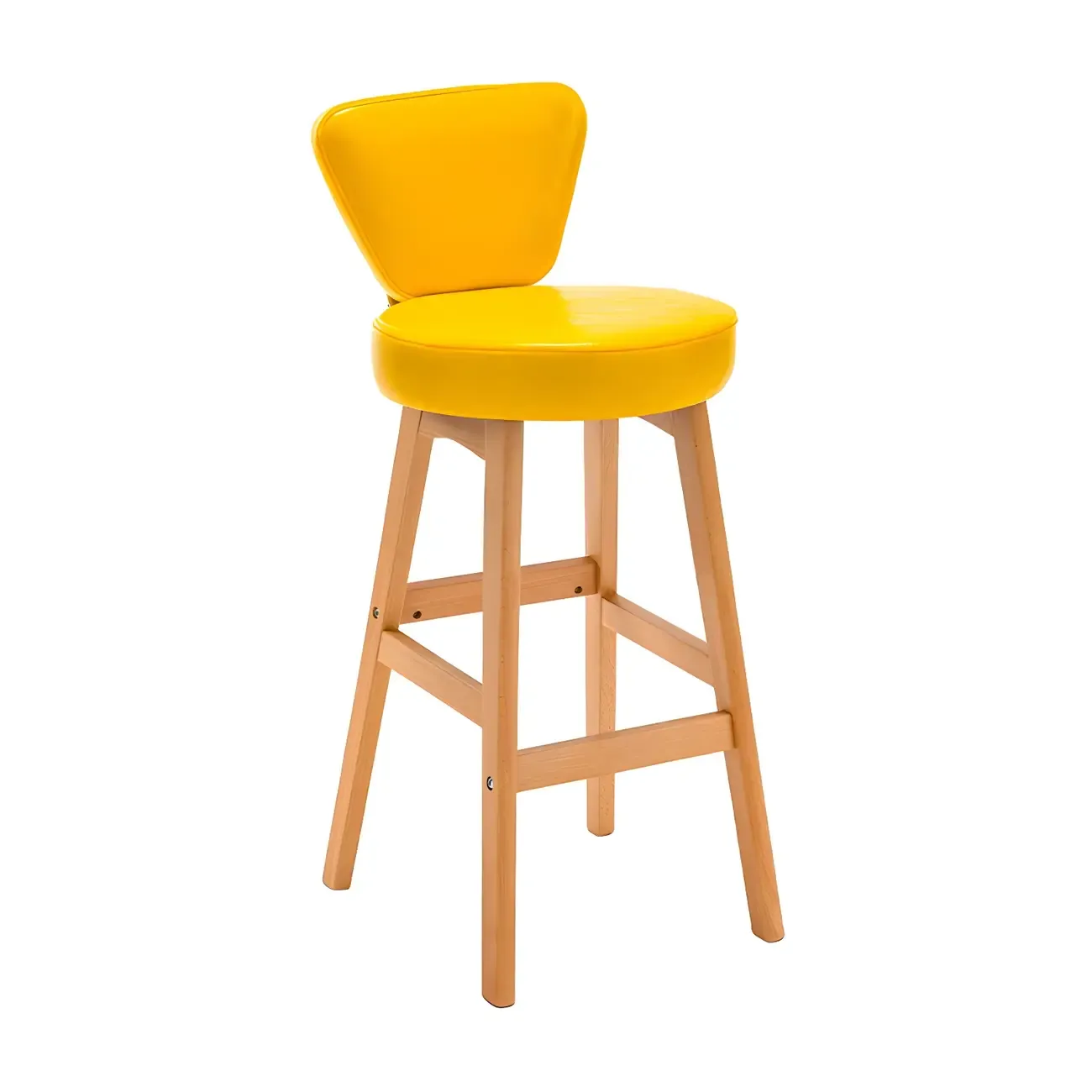 Brown Round Leather Counter Height Bar Stools Image - 20