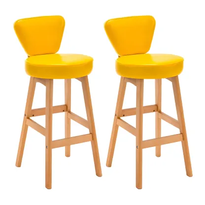 Brown Round Leather Counter Height Bar Stools Image - 21