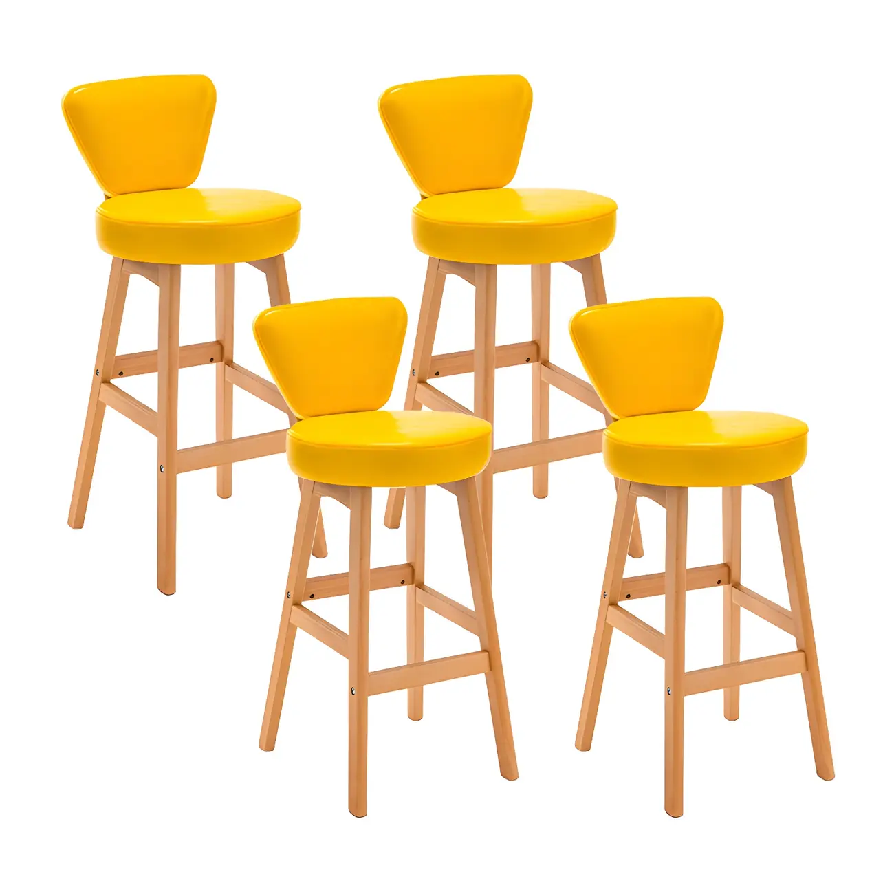 Brown Round Leather Counter Height Bar Stools Image - 22 | homeyfad