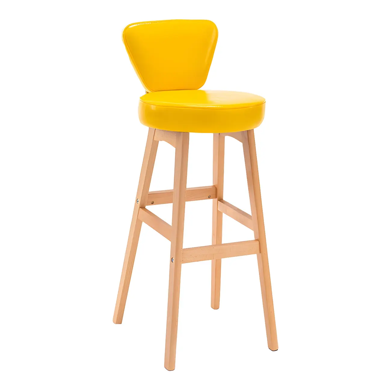 Brown Round Leather Counter Height Bar Stools Image - 23 | homeyfad