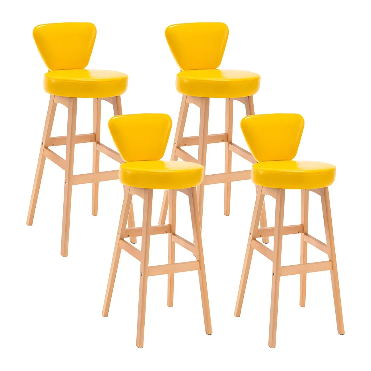 Brown Round Leather Counter Height Bar Stools Image - 25