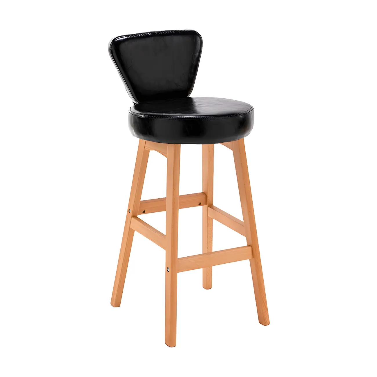 Brown Round Leather Counter Height Bar Stools Image - 26 | homeyfad