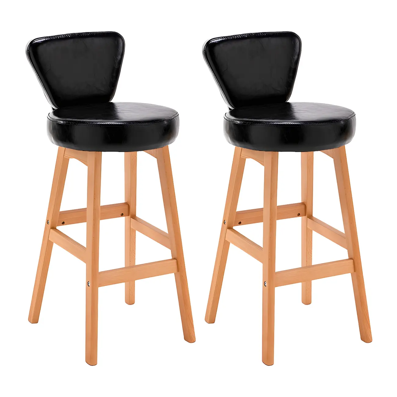 Brown Round Leather Counter Height Bar Stools Image - 27 | homeyfad