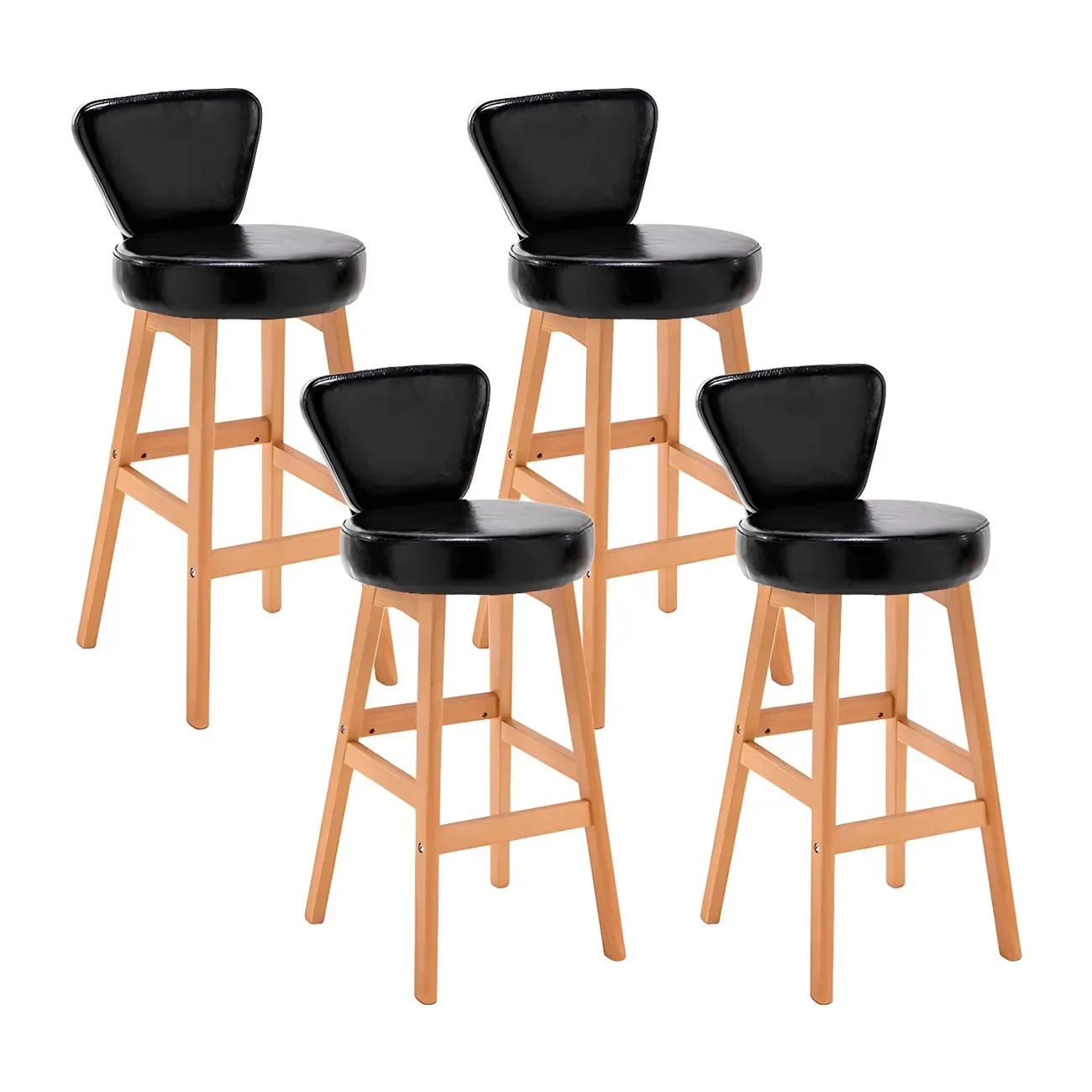 Brown Round Leather Counter Height Bar Stools Image - 28