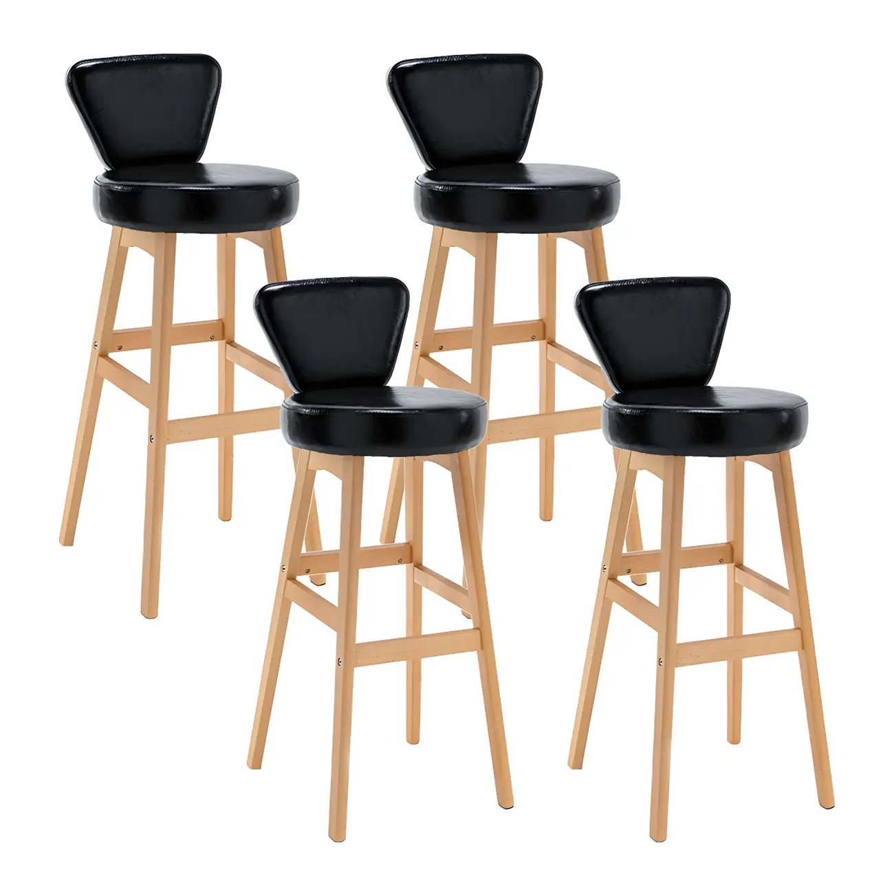 Brown Round Leather Counter Height Bar Stools Image - 31 | homeyfad