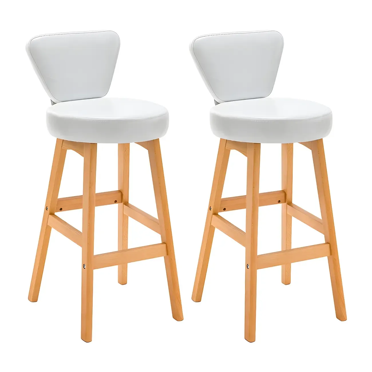 Brown Round Leather Counter Height Bar Stools Image - 33