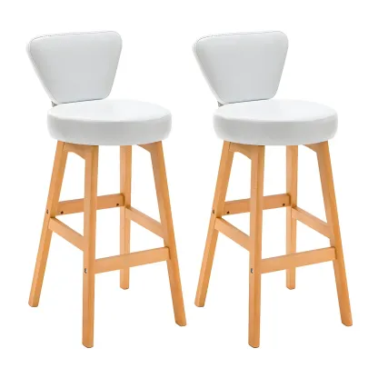 Brown Round Leather Counter Height Bar Stools Image - 33