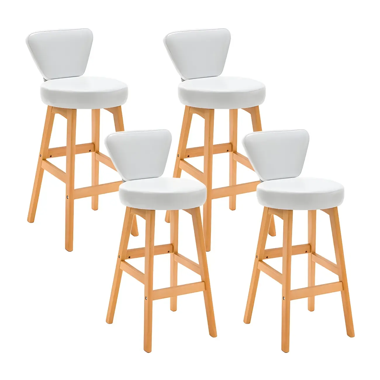 Brown Round Leather Counter Height Bar Stools Image - 34