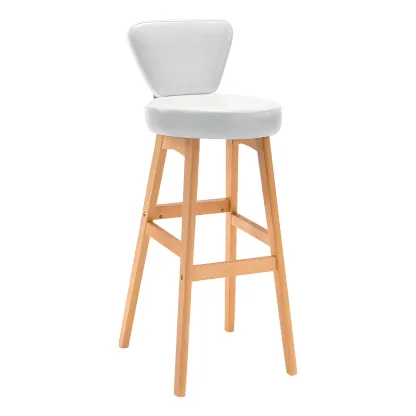 Brown Round Leather Counter Height Bar Stools Image - 35