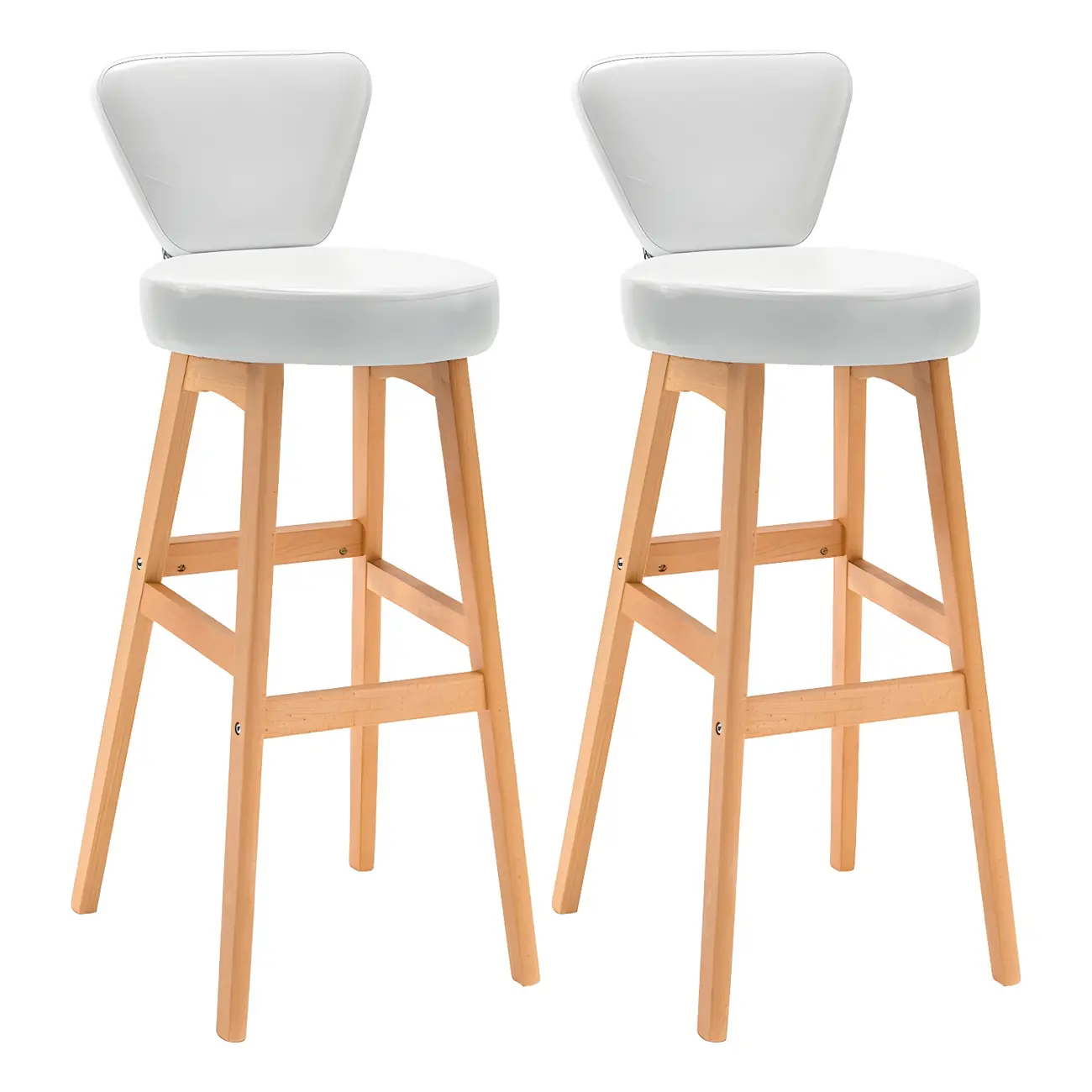 Brown Round Leather Counter Height Bar Stools Image - 36 | homeyfad