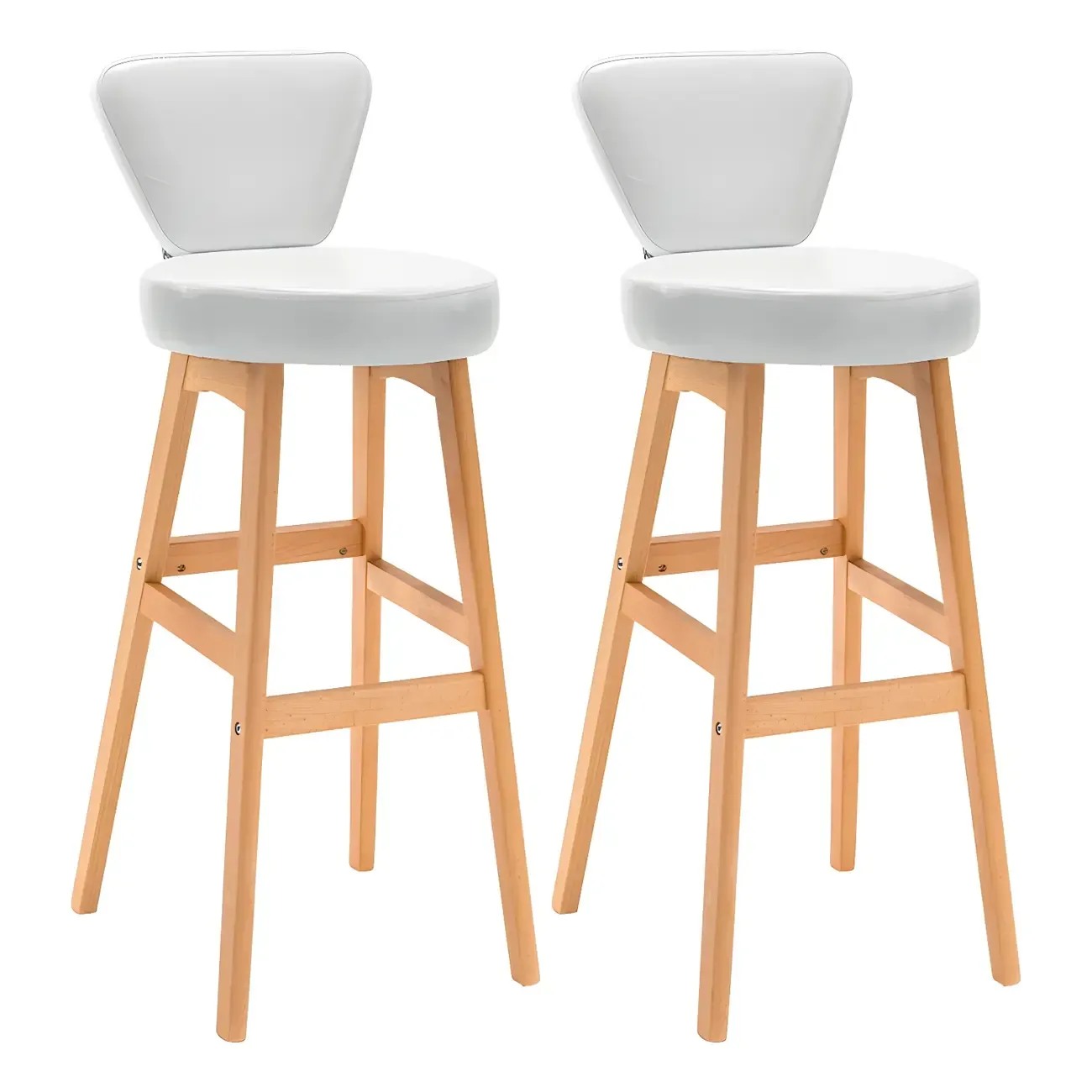 Brown Round Leather Counter Height Bar Stools Image - 36