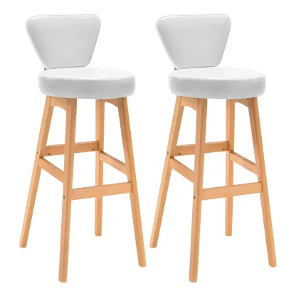 Brown Round Leather Counter Height Bar Stools Image - 36