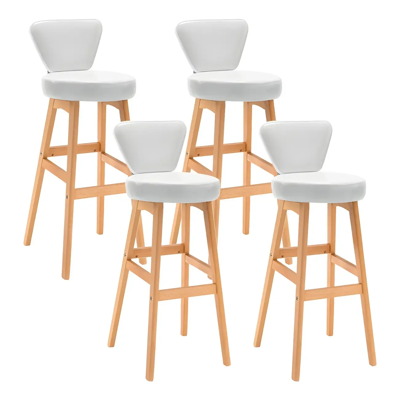 Brown Round Leather Counter Height Bar Stools Image - 37