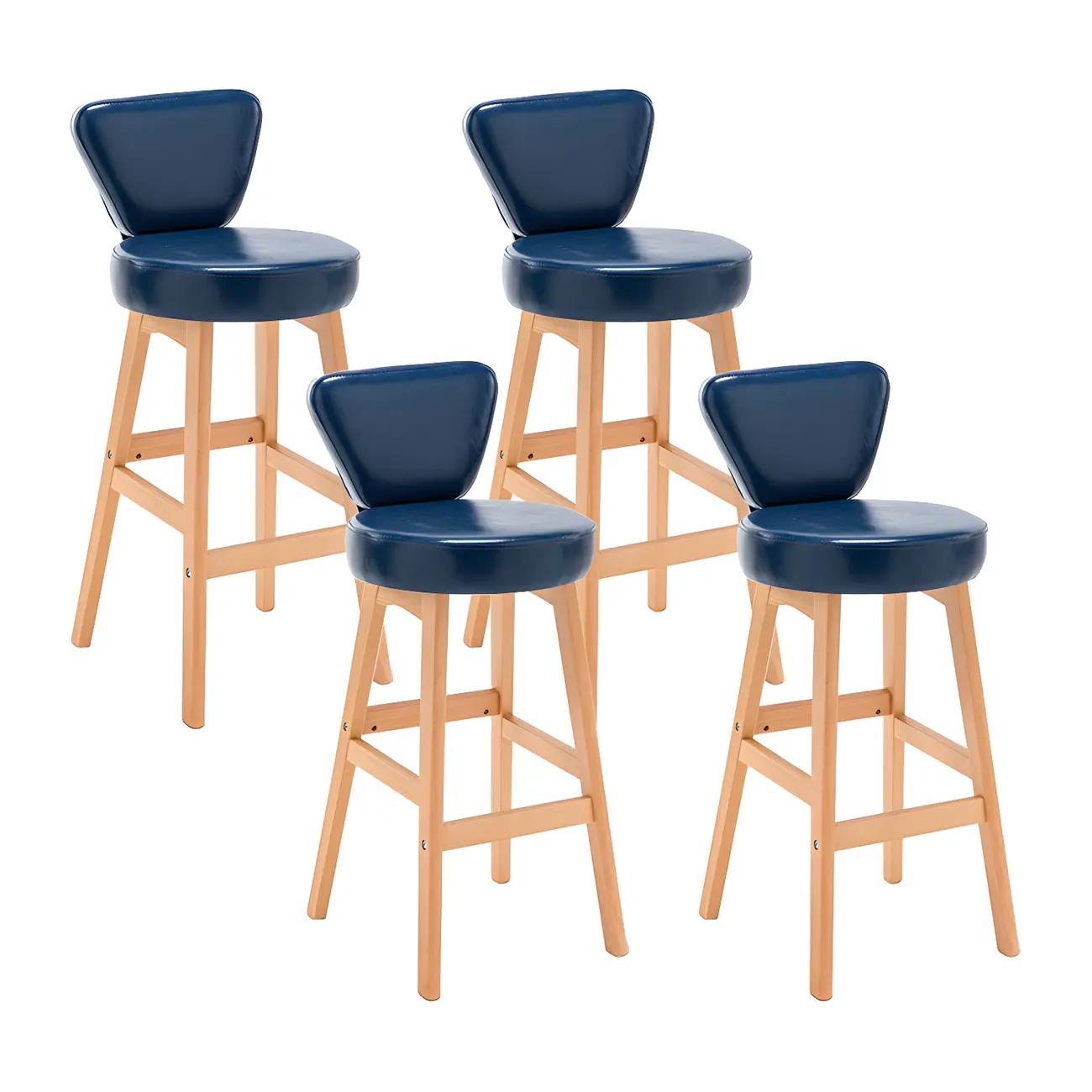 Brown Round Leather Counter Height Bar Stools Image - 40 | homeyfad