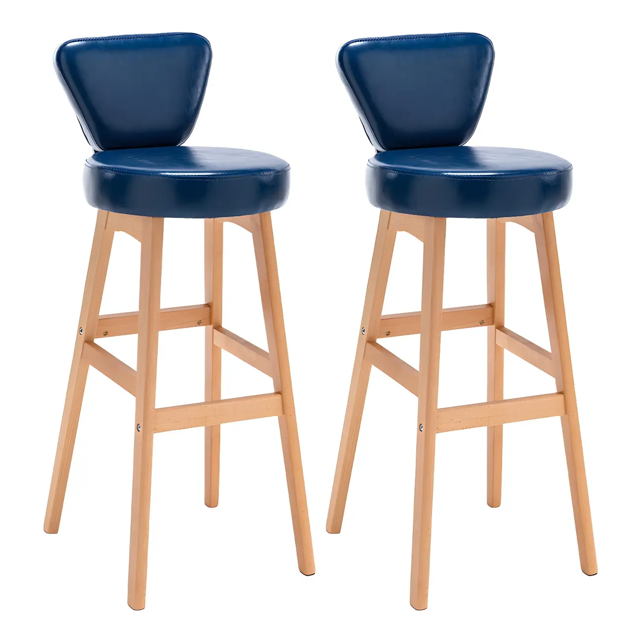 Brown Round Leather Counter Height Bar Stools Image - 42 | homeyfad