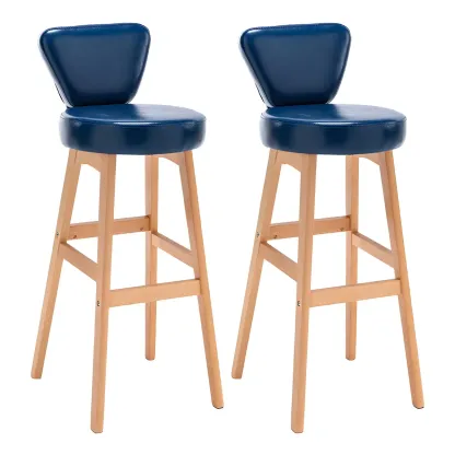 Brown Round Leather Counter Height Bar Stools Image - 42