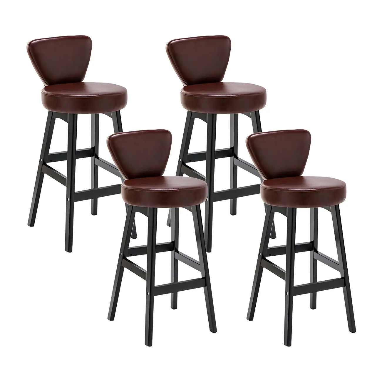 Brown Round Leather Counter Height Bar Stools Image - 45 | homeyfad