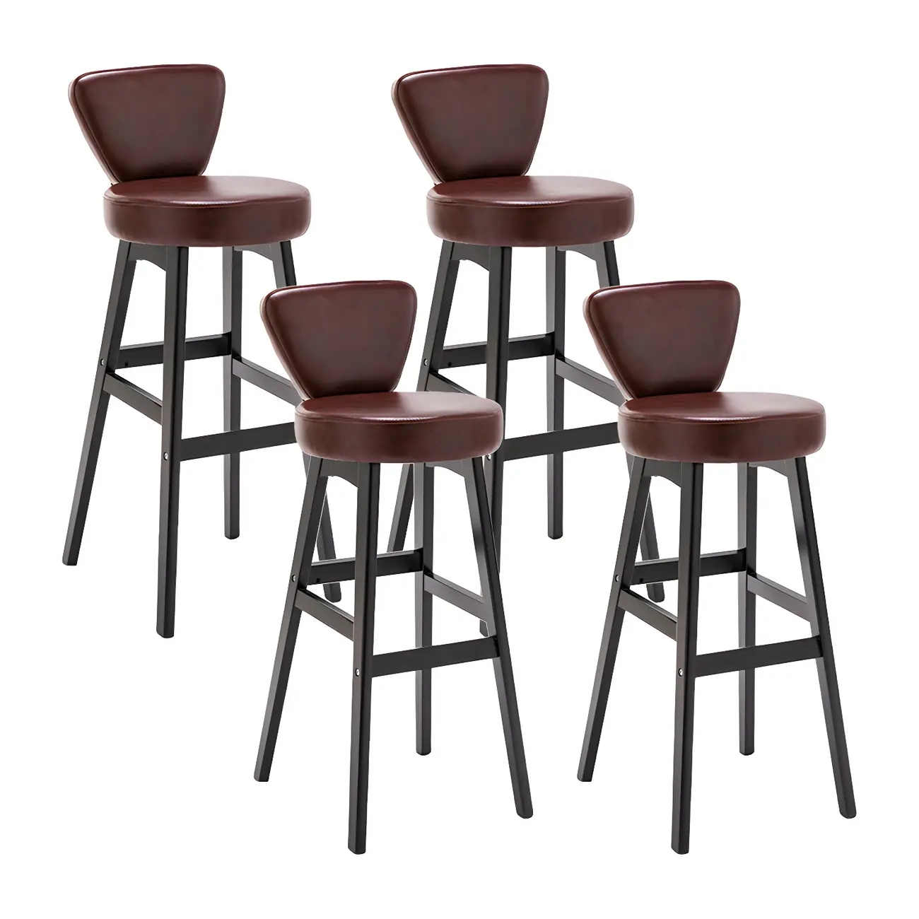 Brown Round Leather Counter Height Bar Stools Image - 48 | homeyfad